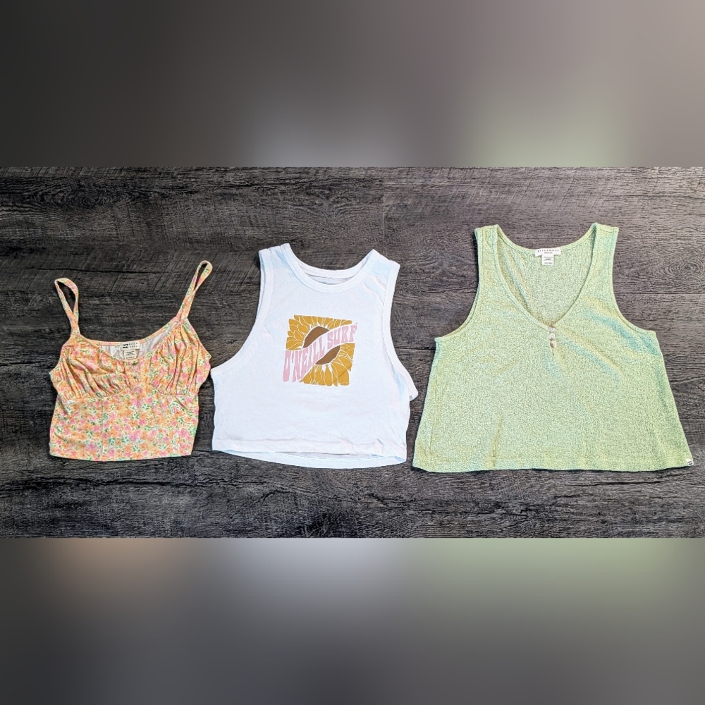 Billabong Sweet Days Fitted Tank &Billabong Harbor Top 3 Piece Surf Tops Size XS